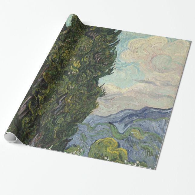 Cypresses by Van Gogh Painting Art Wrapping Paper (Unrolled)