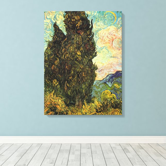 Cypresses by Vincent van Gogh Canvas Print (Insitu(Wood Floor))