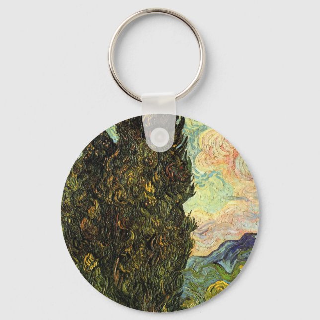 Cypresses by Vincent van Gogh Key Ring (Front)
