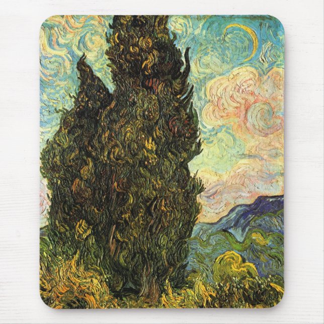 Cypresses by Vincent van Gogh Mouse Mat (Front)