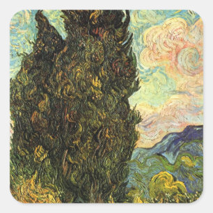 Cypresses by Vincent van Gogh Square Sticker