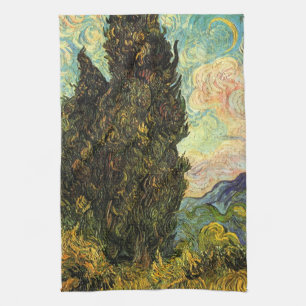 Cypresses by Vincent van Gogh Tea Towel