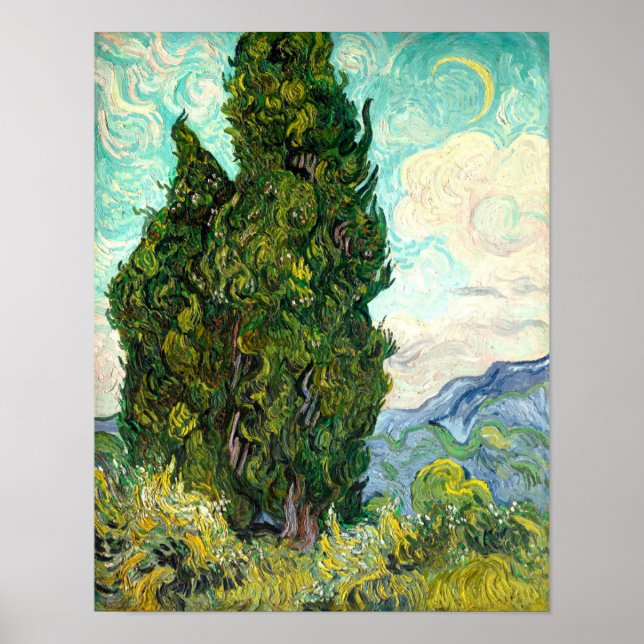 Cypresses tree Vincent Van Gogh landscape Fine Art Poster (Front)