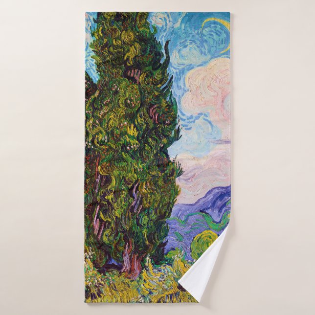 Cypresses, Van Gogh Bath Towel (Bath Towel)