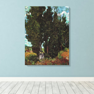 Cypresses with Female Figures by Vincent van Gogh Canvas Print