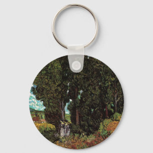 Cypresses with Female Figures by Vincent van Gogh Key Ring