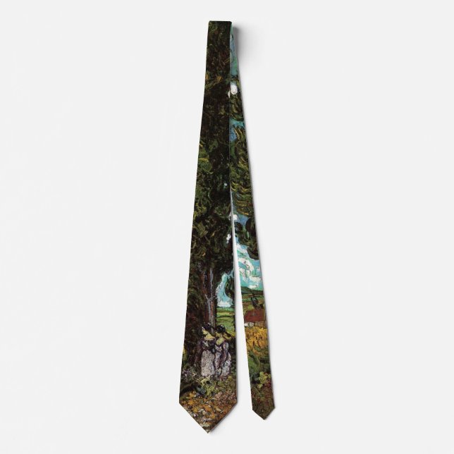 Cypresses with Female Figures by Vincent van Gogh Tie (Front)