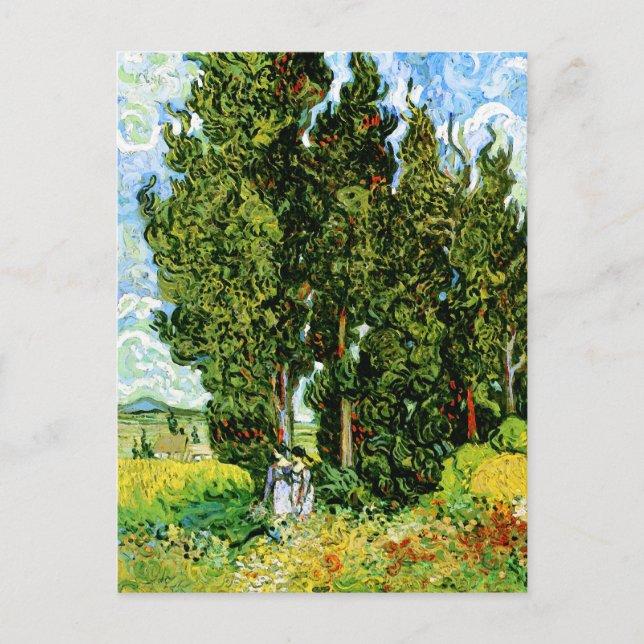 Cypresses with Two Women Van Gogh Fine Art Postcard (Front)
