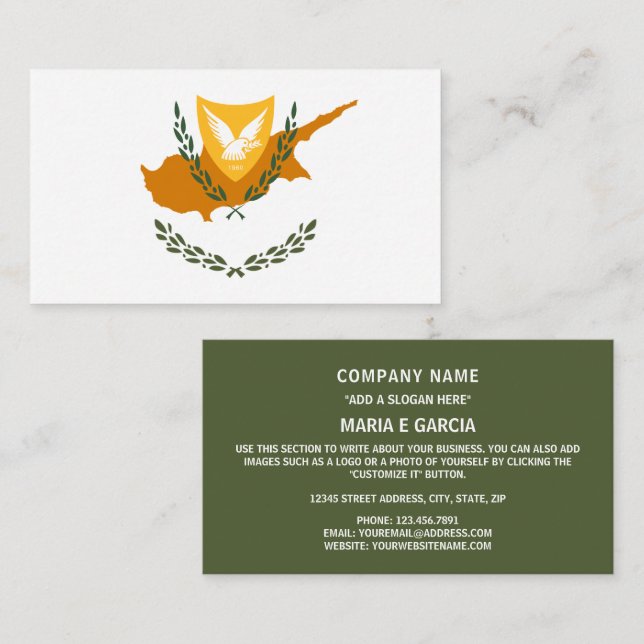 Cypriot Flag & Coat of Arms, Flag of Cyprus Business Card (Front/Back)