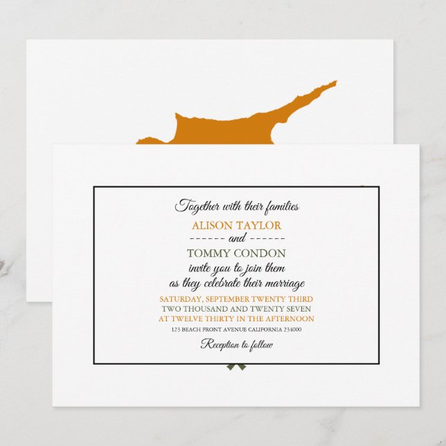 Cypriot Flag, Flag of Cyprus Wedding Invitation (Front/Back)