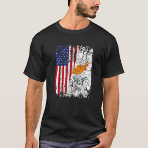 CYPRIOT ROOTS Half American Flag USA CYPRUS FLAG T-Shirt
