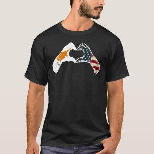 Cyprus American USA Flag USA Cypriots Heart T-Shirt