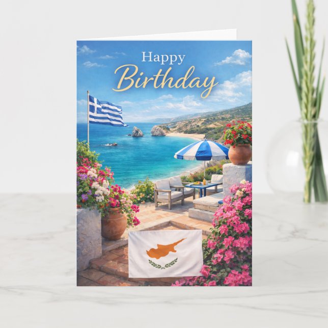 Cyprus Birthday Card – Mediterranean Design (Front)