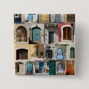 Cyprus colourful doors magnet 15 cm square badge
