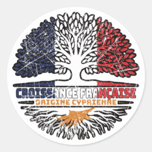 Cyprus Cypriot Cypriote French France Tree Roots Classic Round Sticker