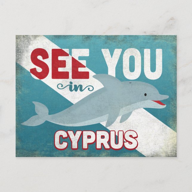 Cyprus Dolphin - Retro Vintage Travel Postcard (Front)