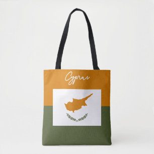 Cyprus flag and coloured background tote bag