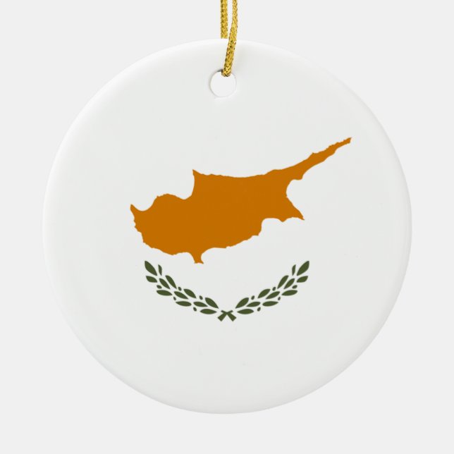 Cyprus Flag Ceramic Tree Decoration (Front)