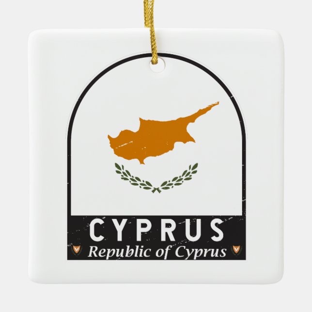 Cyprus Flag Emblem Distressed Vintage Ceramic Ornament (Front)