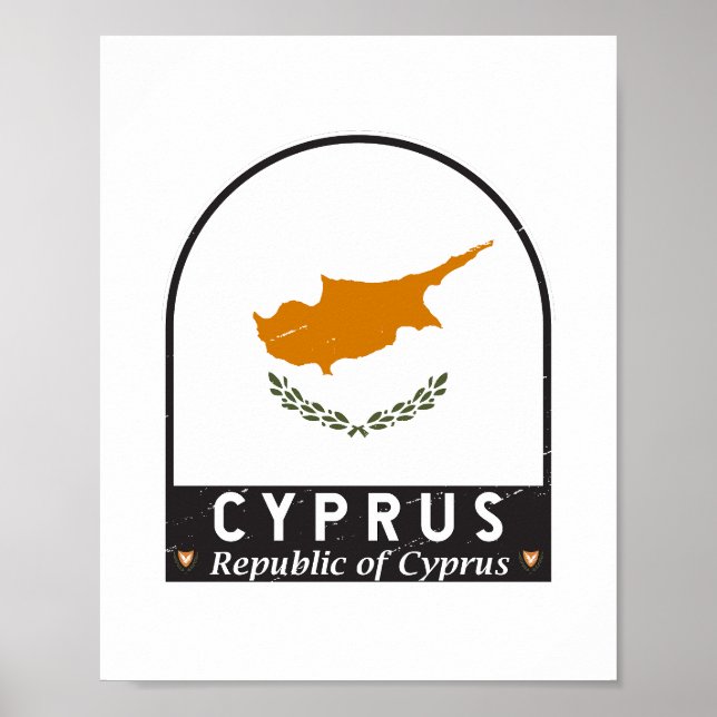 Cyprus Flag Emblem Distressed Vintage Poster (Front)