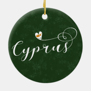 Cyprus Flag Heart, Cypriot  Ceramic Tree Decoration