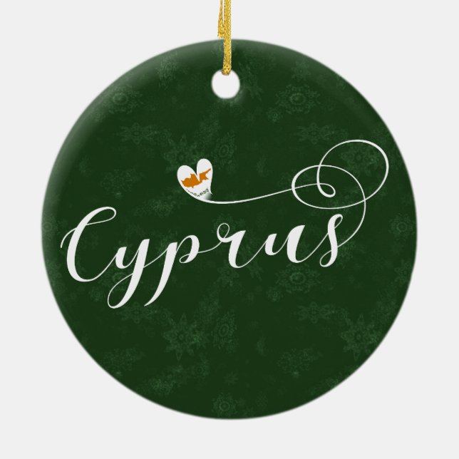 Cyprus Flag Heart, Cypriot  Ceramic Tree Decoration (Back)