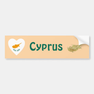 Cyprus Flag Heart + Map Bumper Sticker