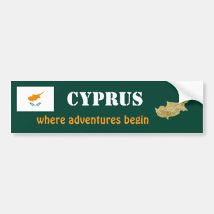 Cyprus Flag + Map Bumper Sticker