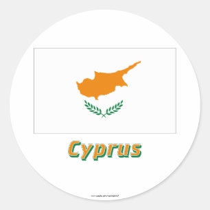 Cyprus Flag with Name Classic Round Sticker