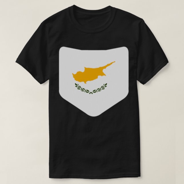 Cyprus Flag with Printed Cypriot Flag Pocket Pullo T-Shirt (Design Front)