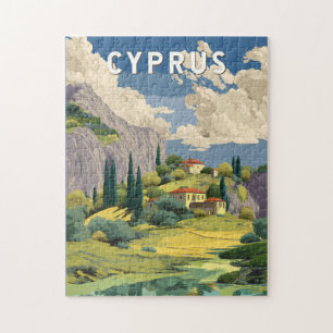 Cyprus Illustration Travel Art Vintage Jigsaw Puzzle