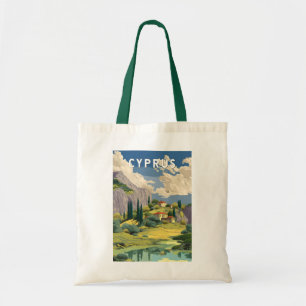 Cyprus Illustration Travel Art Vintage Tote Bag