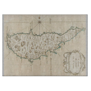 Cyprus island Mediterranean map old antique brown Cutting Board