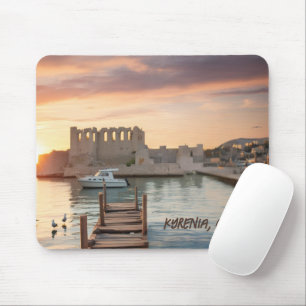 Cyprus Kyrenia Watercolor Sketch with Yacht Mouse Mat