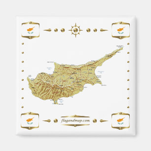 Cyprus Map + Flags Magnet