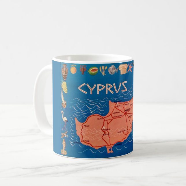  Cyprus Map Postcard Mug (Front Left)