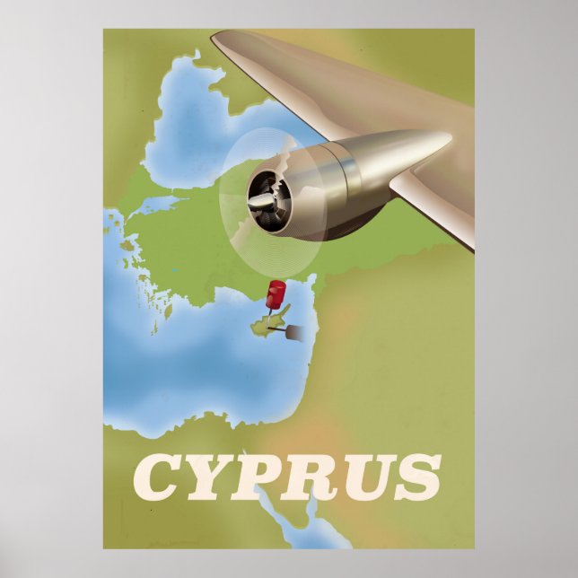 Cyprus map vintage travel poster (Front)