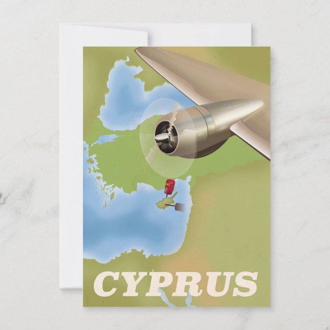 Cyprus map vintage travel poster invitation (Back)