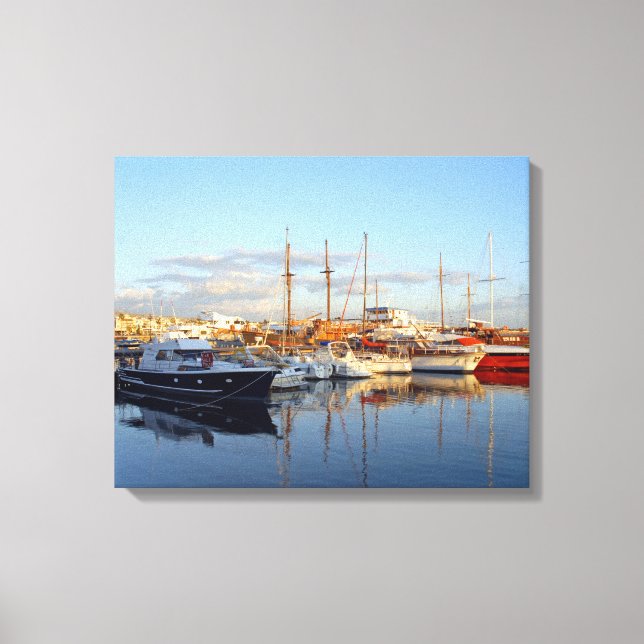 Cyprus paphos pafos harbour harbour ships boats ur canvas print (Front)