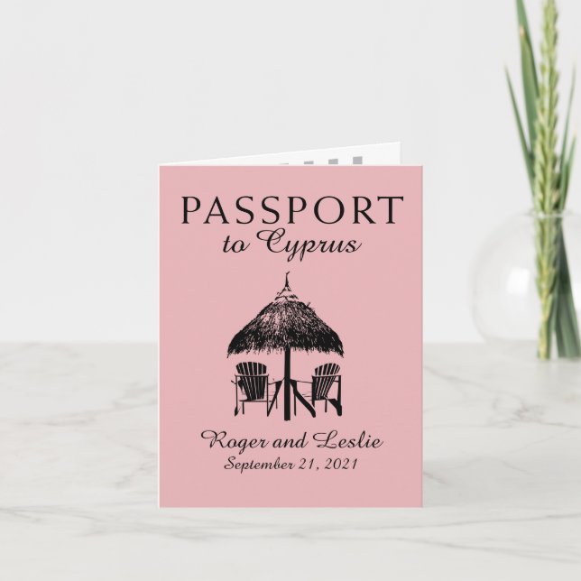 Cyprus Paphos Wedding Passport Invitation (Front)
