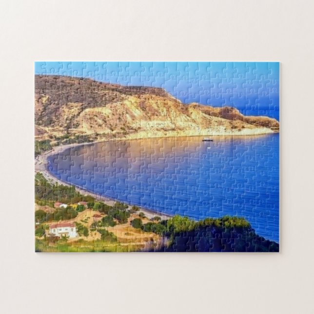 Cyprus Pissouri Bay Panoramic View Photography Jigsaw Puzzle (Horizontal)