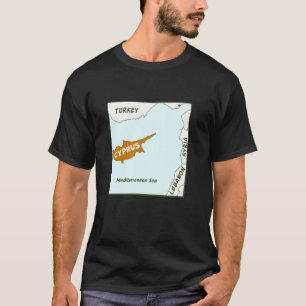 Cyprus Political map in flag colours. Neighbouring T-Shirt