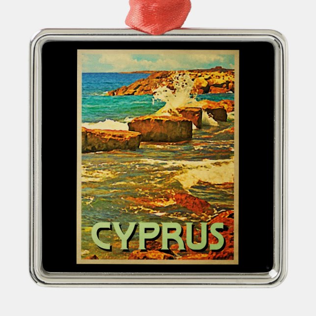 Cyprus Rocky Shore Metal Tree Decoration (Front)