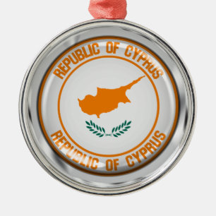 Cyprus Round Emblem Metal Tree Decoration