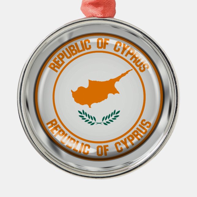 Cyprus Round Emblem Metal Tree Decoration (Front)