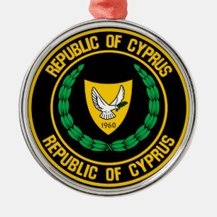 Cyprus Round Emblem Metal Tree Decoration