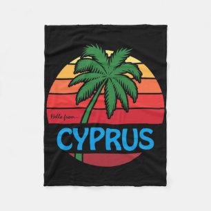 Cyprus Summer Palm Tree Beach Cypriot Souvenir Gra Fleece Blanket
