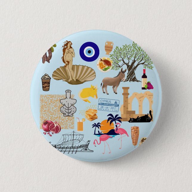Cyprus Symbols 6 Cm Round Badge (Front)