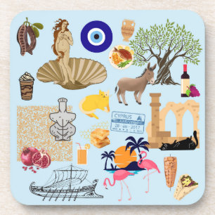 Cyprus Symbols Travel Lovers Coaster
