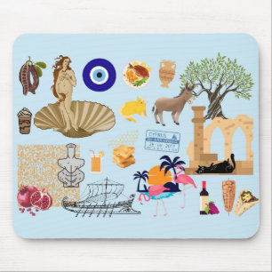 Cyprus Symbols Travel Lovers Mouse Mat